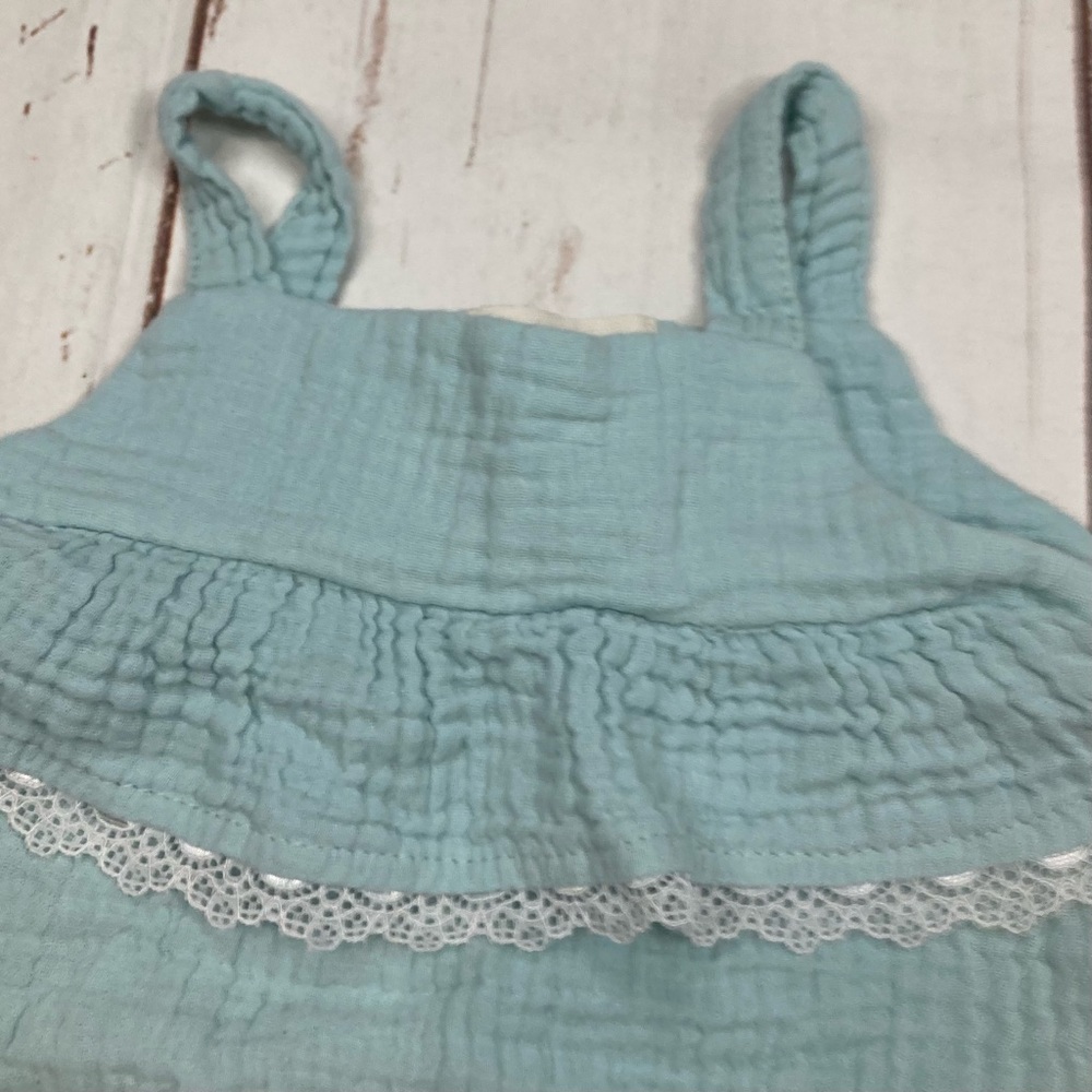 Rabbit Bear Organic Romper Baby Blue Sz 6-9M - Picture 6 of 12
